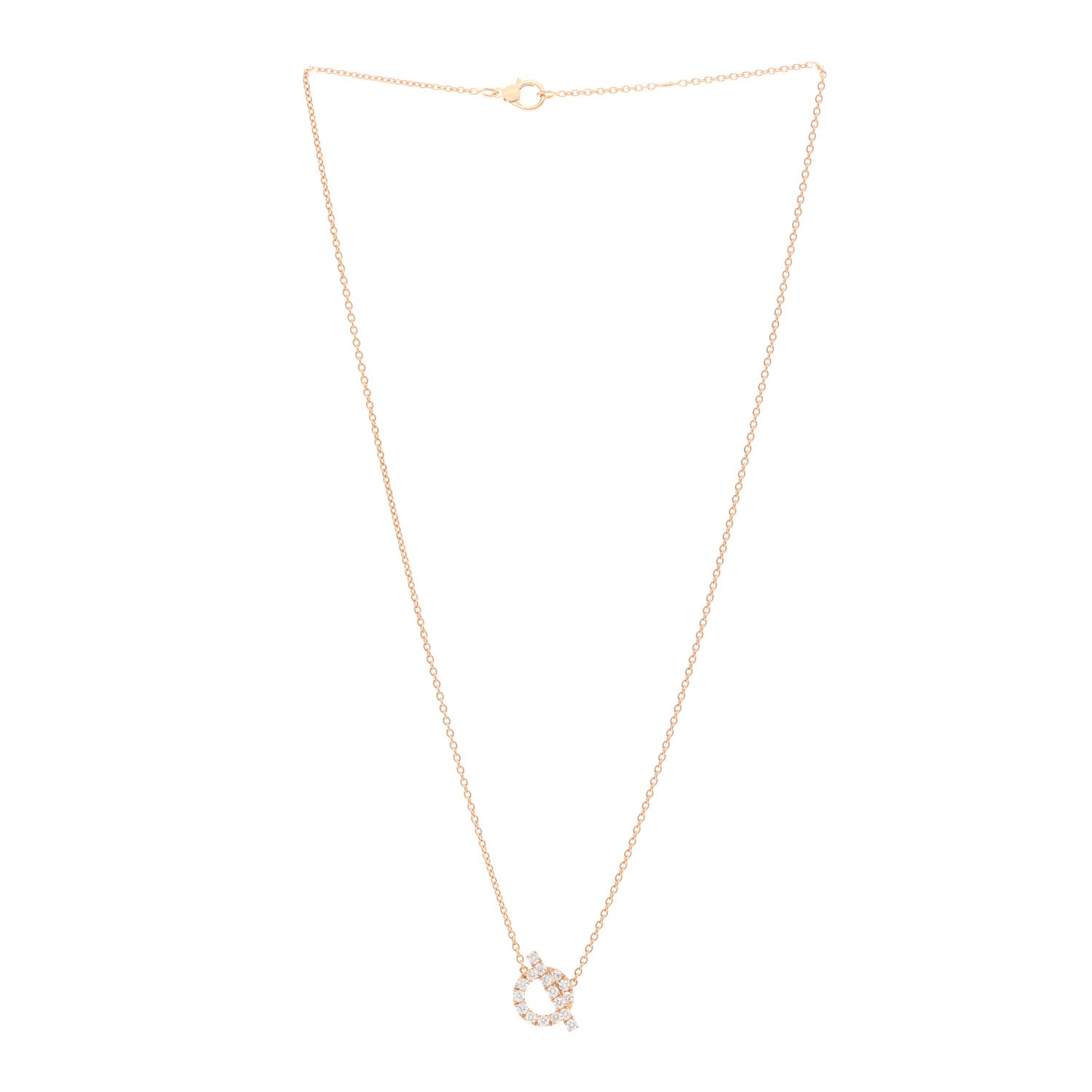 Hermes 18K Rose Gold Diamond Finesse Pendant Necklace 3 of 6