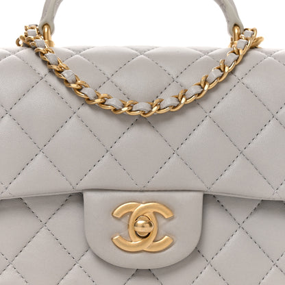 Chanel Lambskin Quilted Mini Top Handle Rectangular Flap Grey 8 of 11