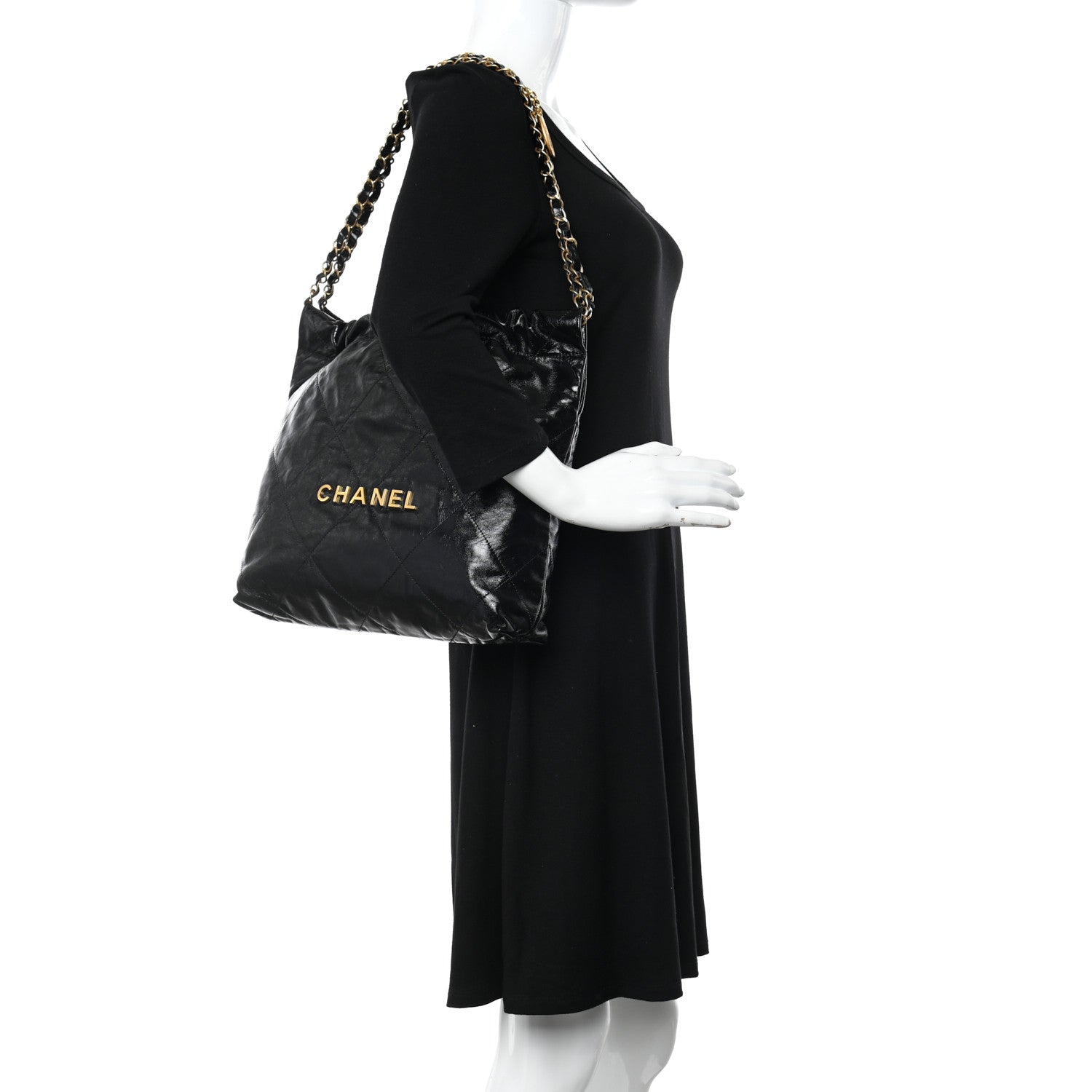 Chanel Shiny Calfskin Quilted Chanel 22 Black 2 of 12
