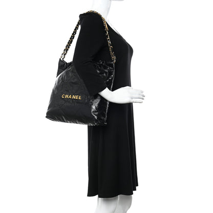 Chanel Shiny Calfskin Quilted Chanel 22 Black 2 of 12