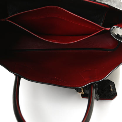 Prada Saffiano Cuir Medium Double Bag Black Fuoco 5 of 12