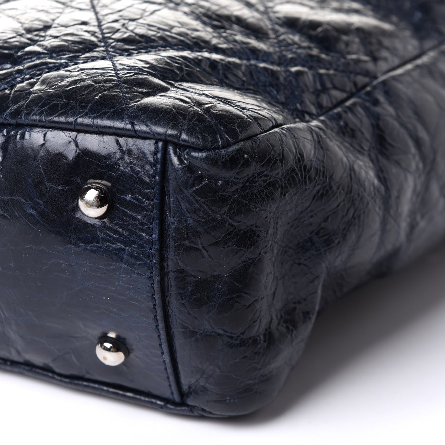 Chanel Glazed Calfskin Lambskin Quilted Portobello Tote Navy 10 of 10