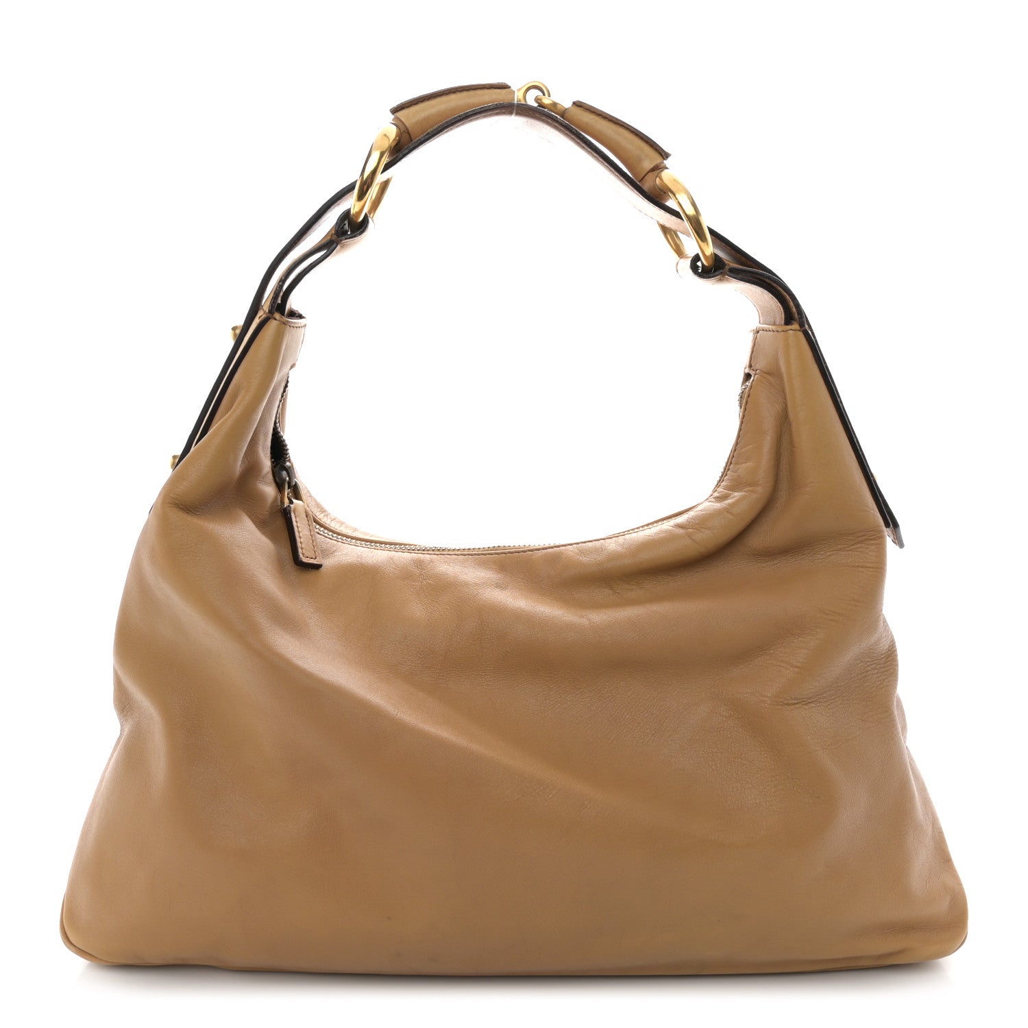 Gucci Calfskin Medium Horsebit Chain Hobo Tan 1 of 12