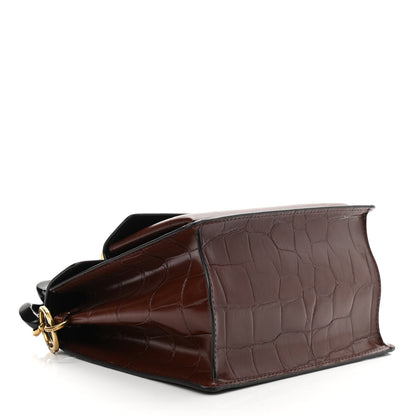 Marc Jacobs Calfskin Crocodile Embossed Uptown Shoulder Bag Brown 3 of 11