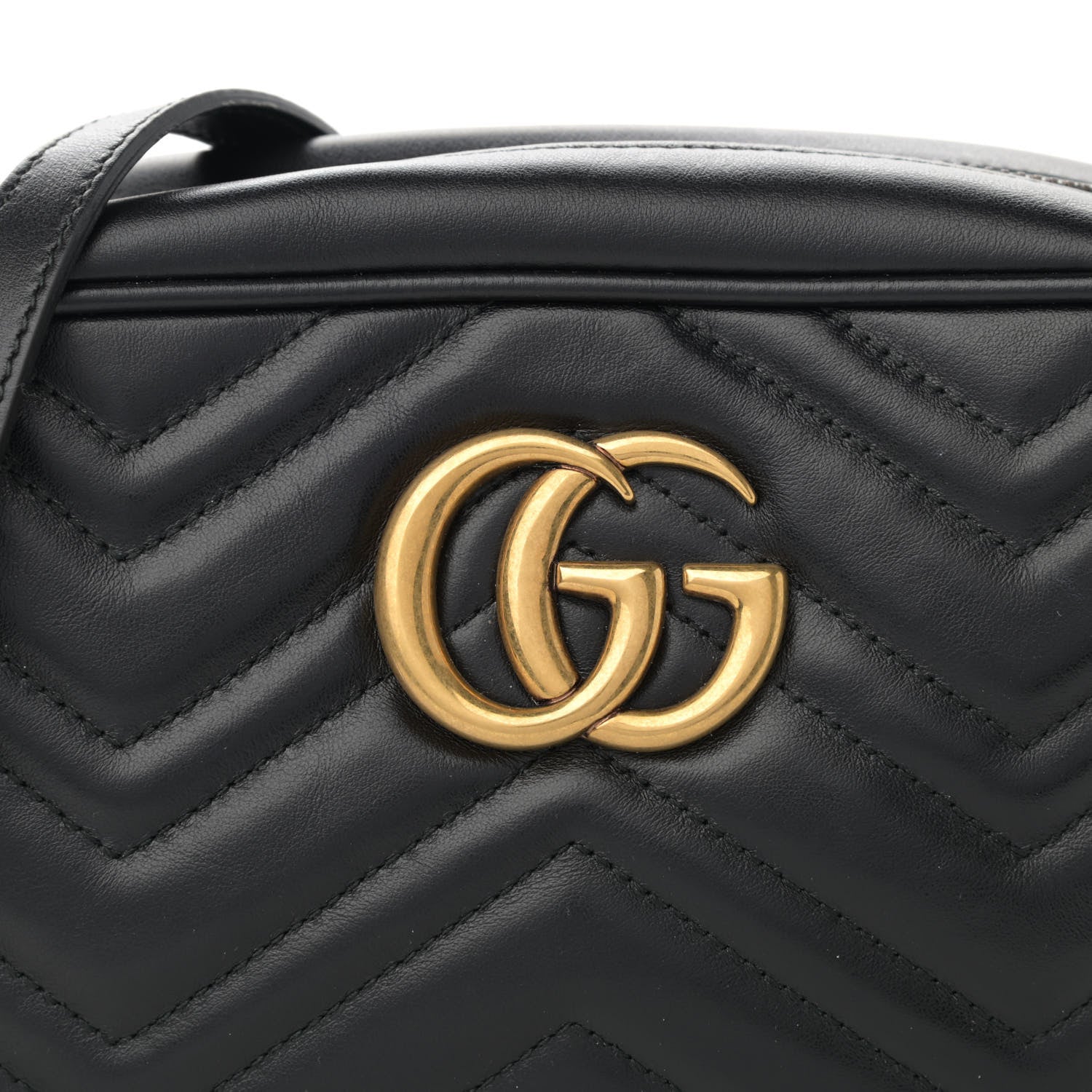 Gucci Calfskin Matelasse Small GG Marmont Chain Shoulder Bag Black 8 of 11