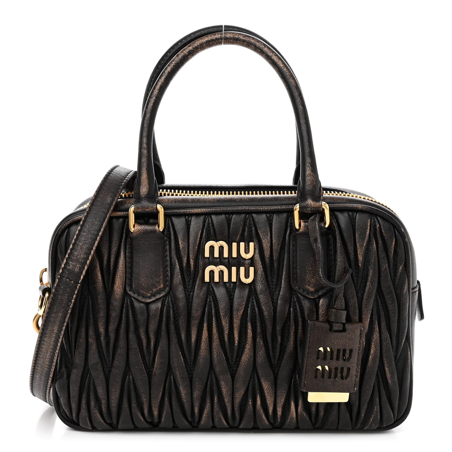 Miu Miu Nappa Matelasse Arcadie Top Handle Bag Sand Coffee 1 of 11