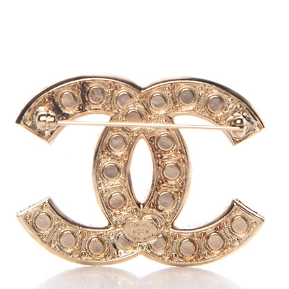 Chanel Pearl Crystal CC Brooch Gold 3 of 5