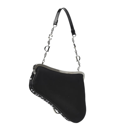 Christian Dior Satin Embroidered Mini Frame Saddle Black 3 of 9