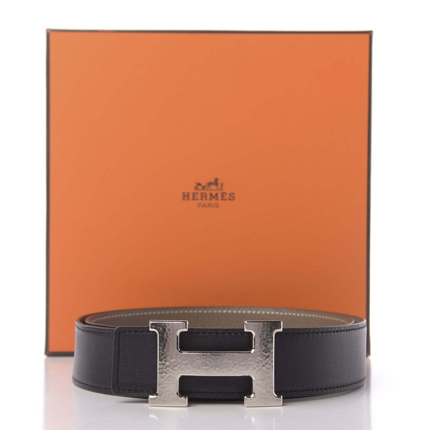 Swift Epsom 32mm Martelee H Belt 90 Black Etoupe