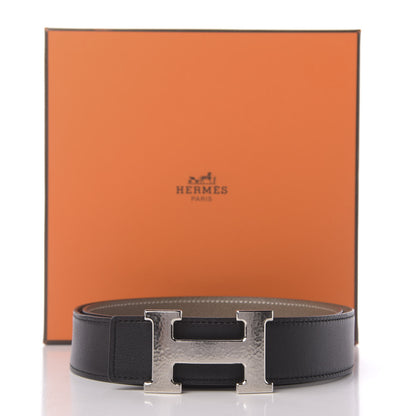 Hermes Swift Epsom 32mm Martelee H Belt 90 Black Etoupe 9 of 9