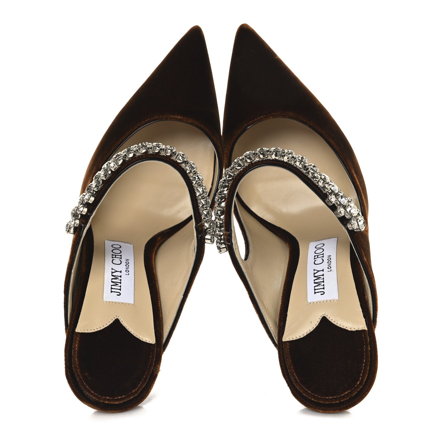 Velvet Crystal Bing 100 Mule Pumps 38.5 Tan