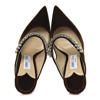 Jimmy Choo Velvet Crystal Bing 100 Mule Pumps 38.5 Tan 2 of 8