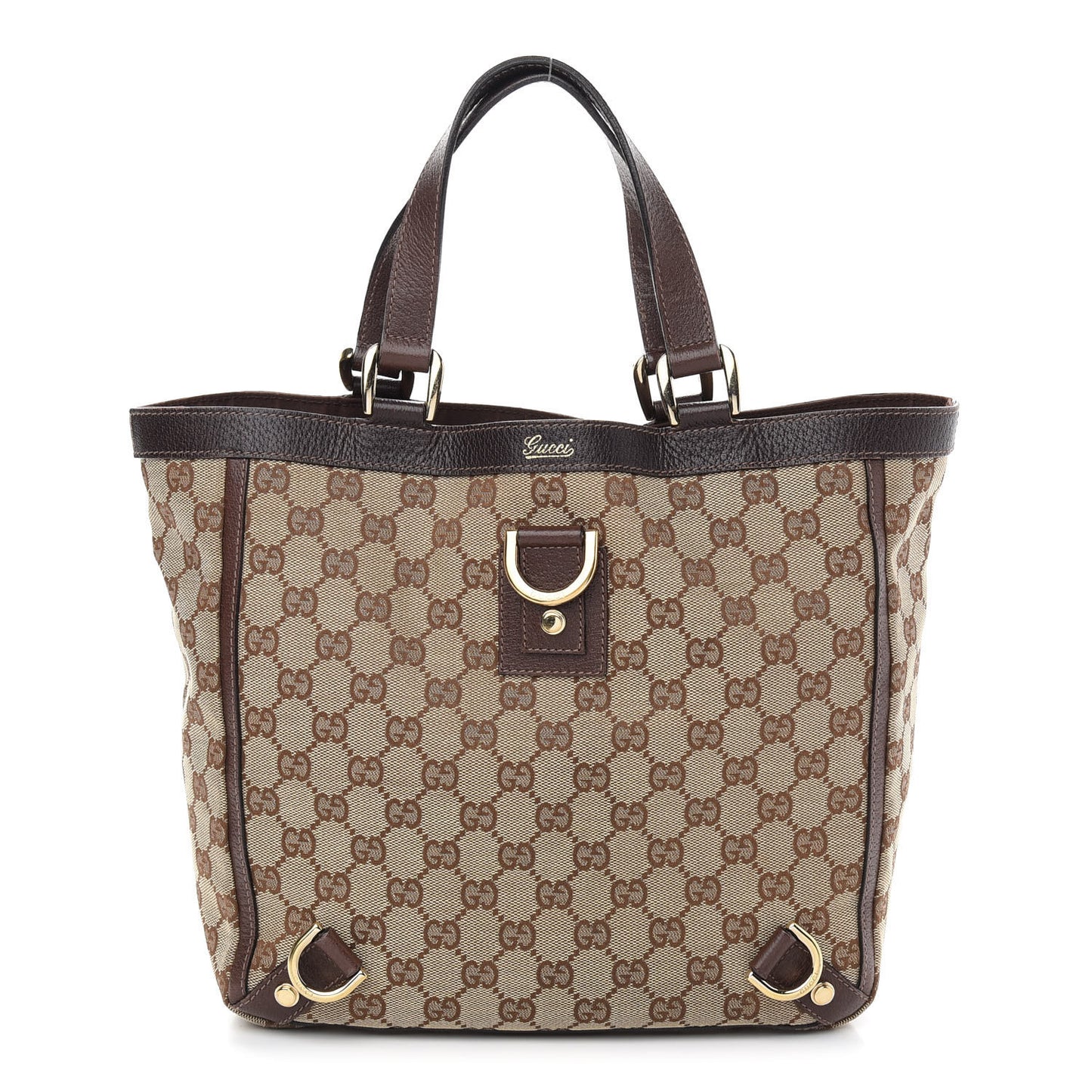 Monogram Small Gold D Ring Tote Brown
