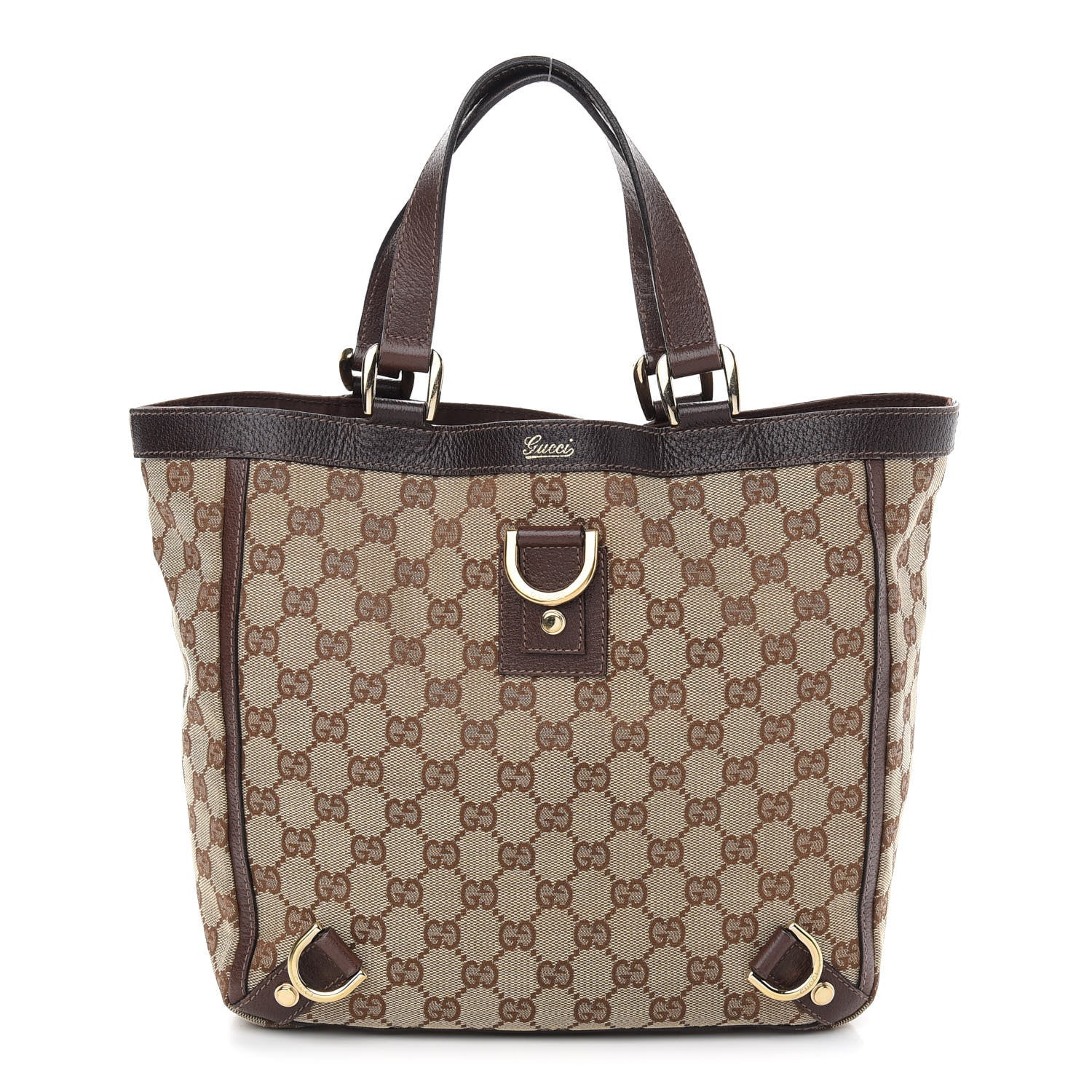 Gucci Monogram Small Gold D Ring Tote Brown 1 of 9