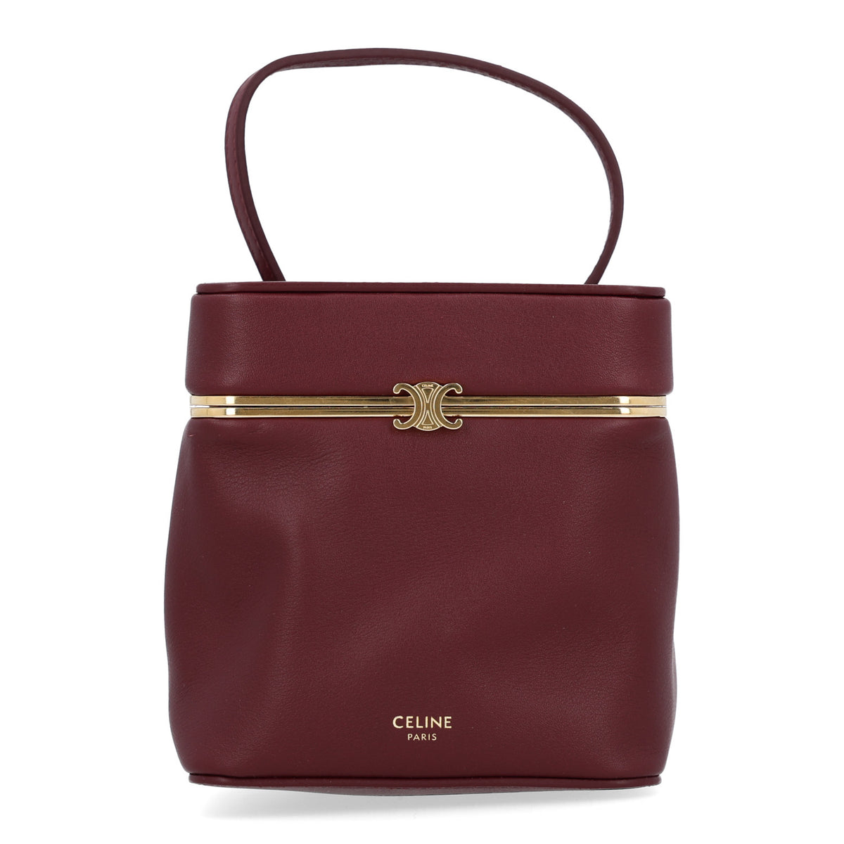 Supple Calfskin Cube Frame Bag Syrah