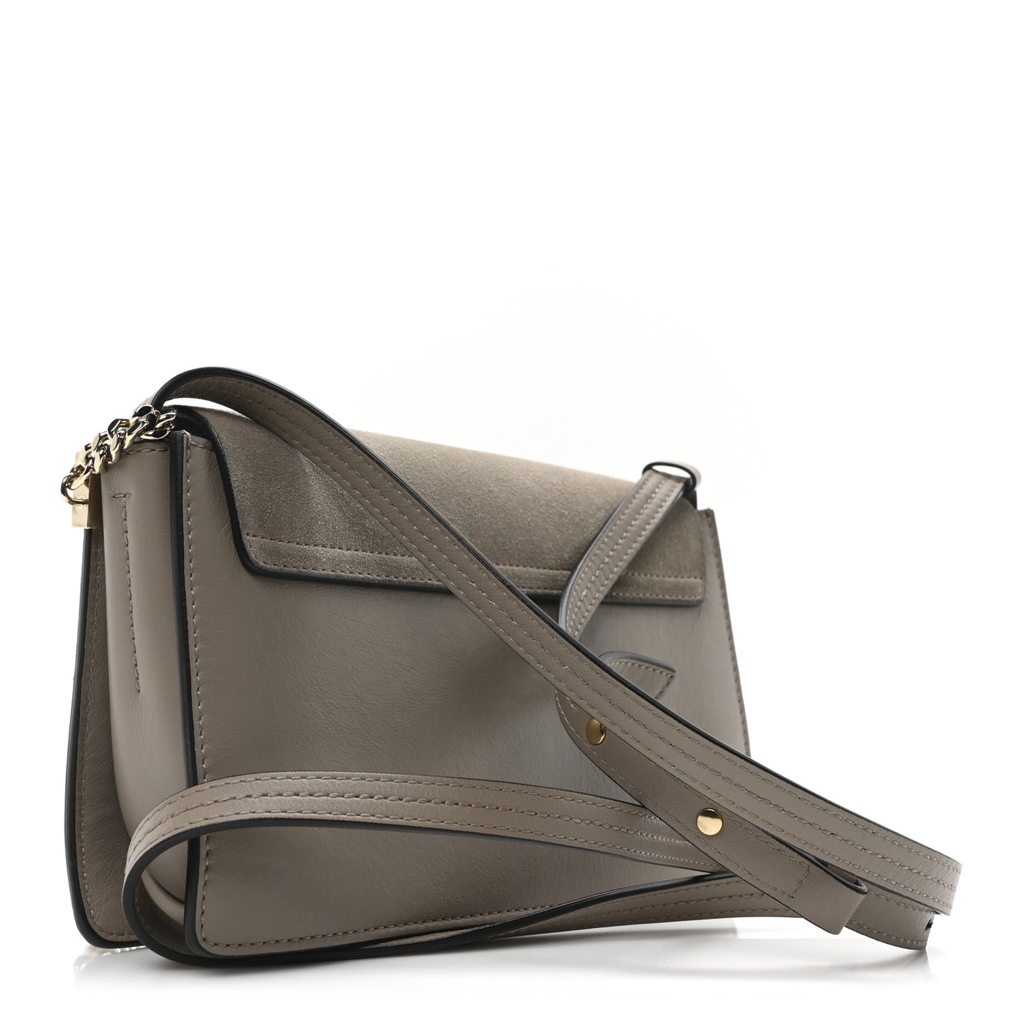 Suede Calfskin Small Faye Shoulder Bag Motty Grey