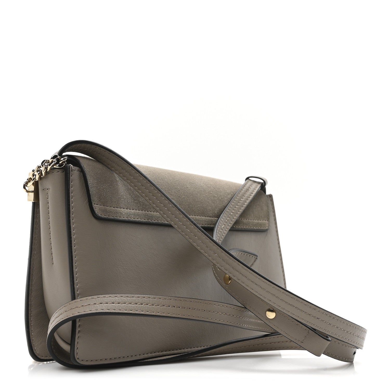 Chloe Suede Calfskin Small Faye Shoulder Bag Motty Grey 3 of 9