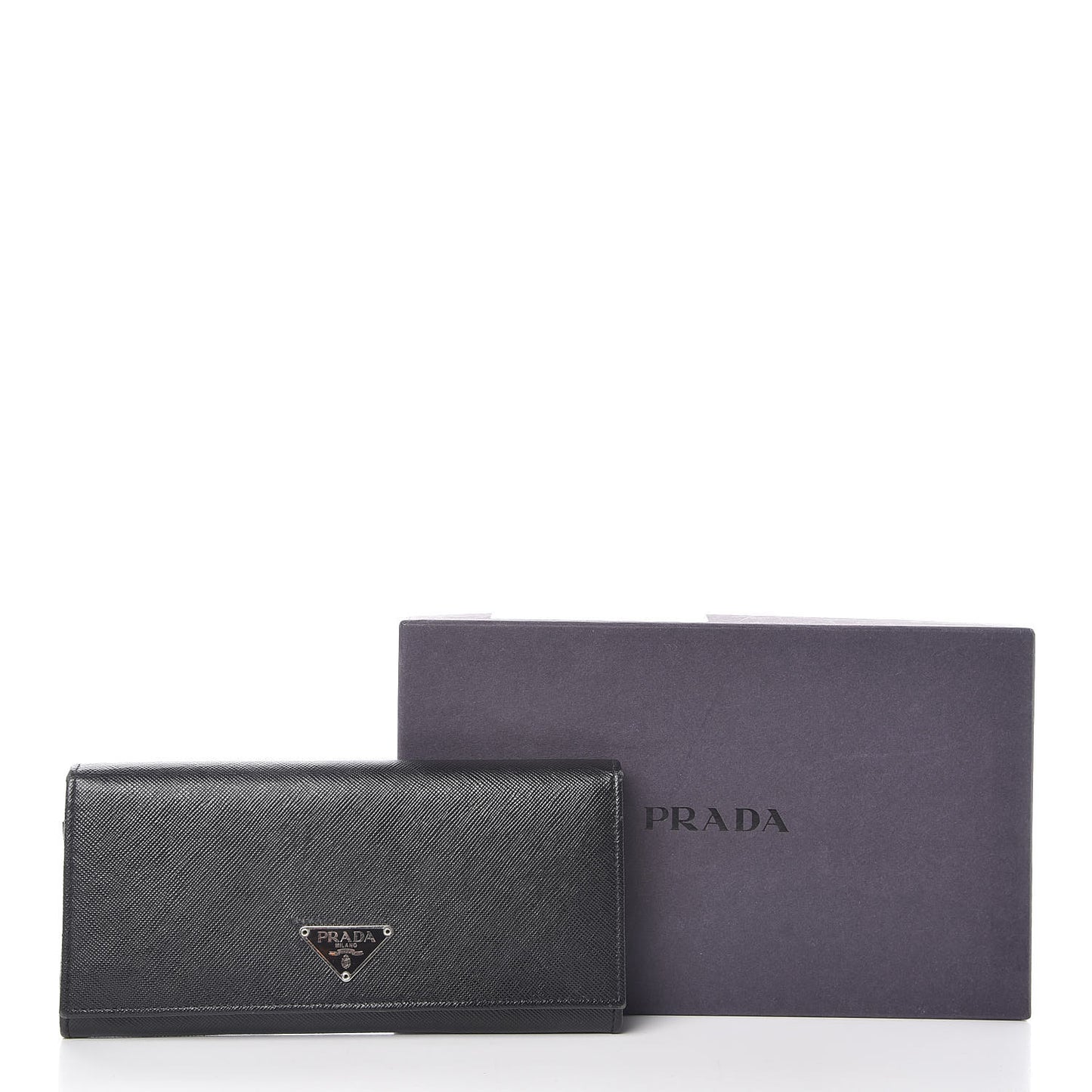 Saffiano Triangle Continental Flap Wallet Black