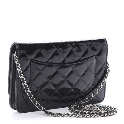 Chanel Patent Quilted Wallet On Chain WOC Black 3 of 15