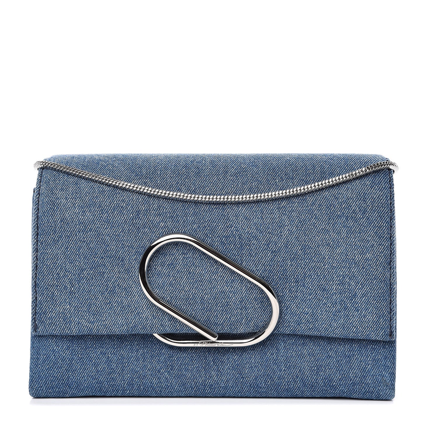 3.1 Denim Alix Soft Flap Clutch Washed Indigo