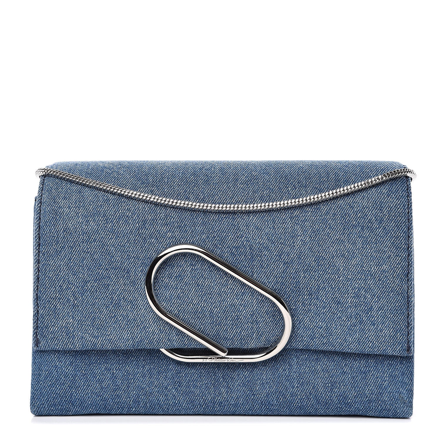 3.1 Phillip Lim 3.1 Denim Alix Soft Flap Clutch Washed Indigo 1 of 9