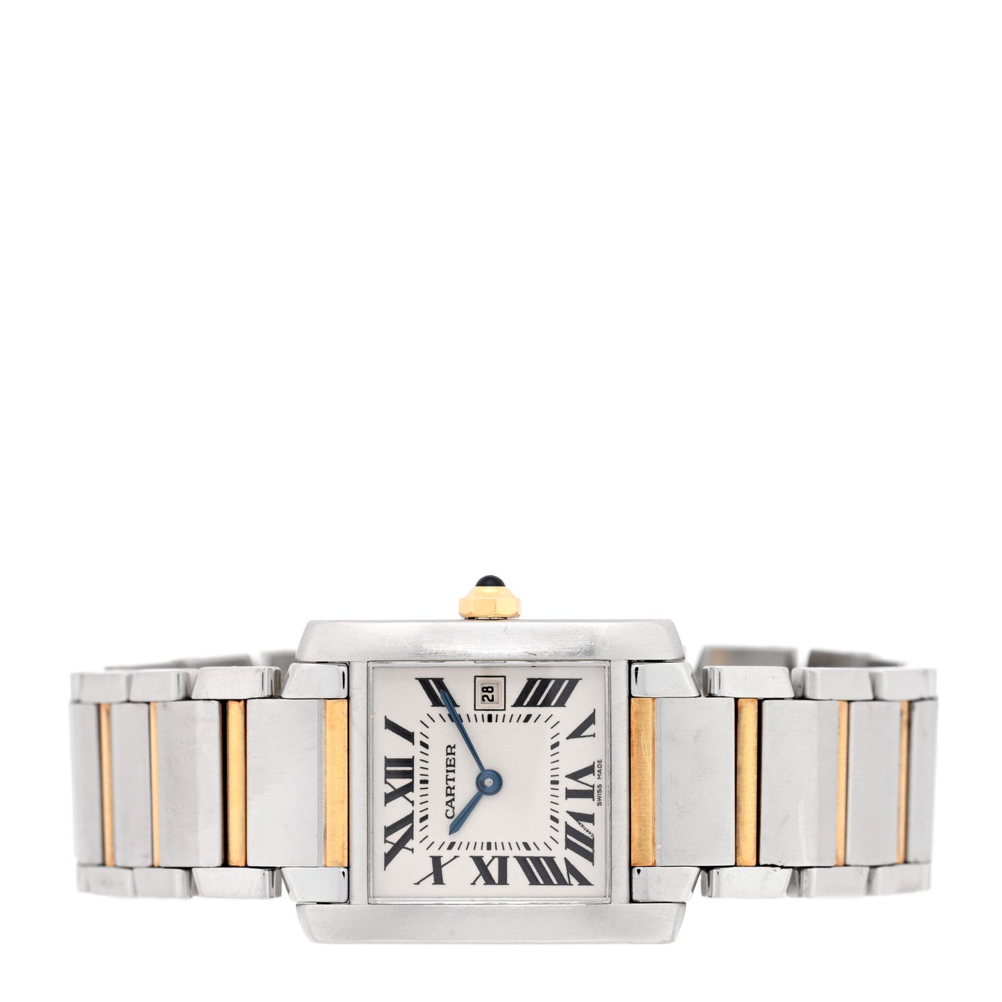 Stainless Steel 18K Yellow Gold 25mm Tank Francaise Quartz Watch