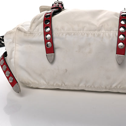Prada Nylon New Vela Studded Messenger White Fuoco 16 of 20