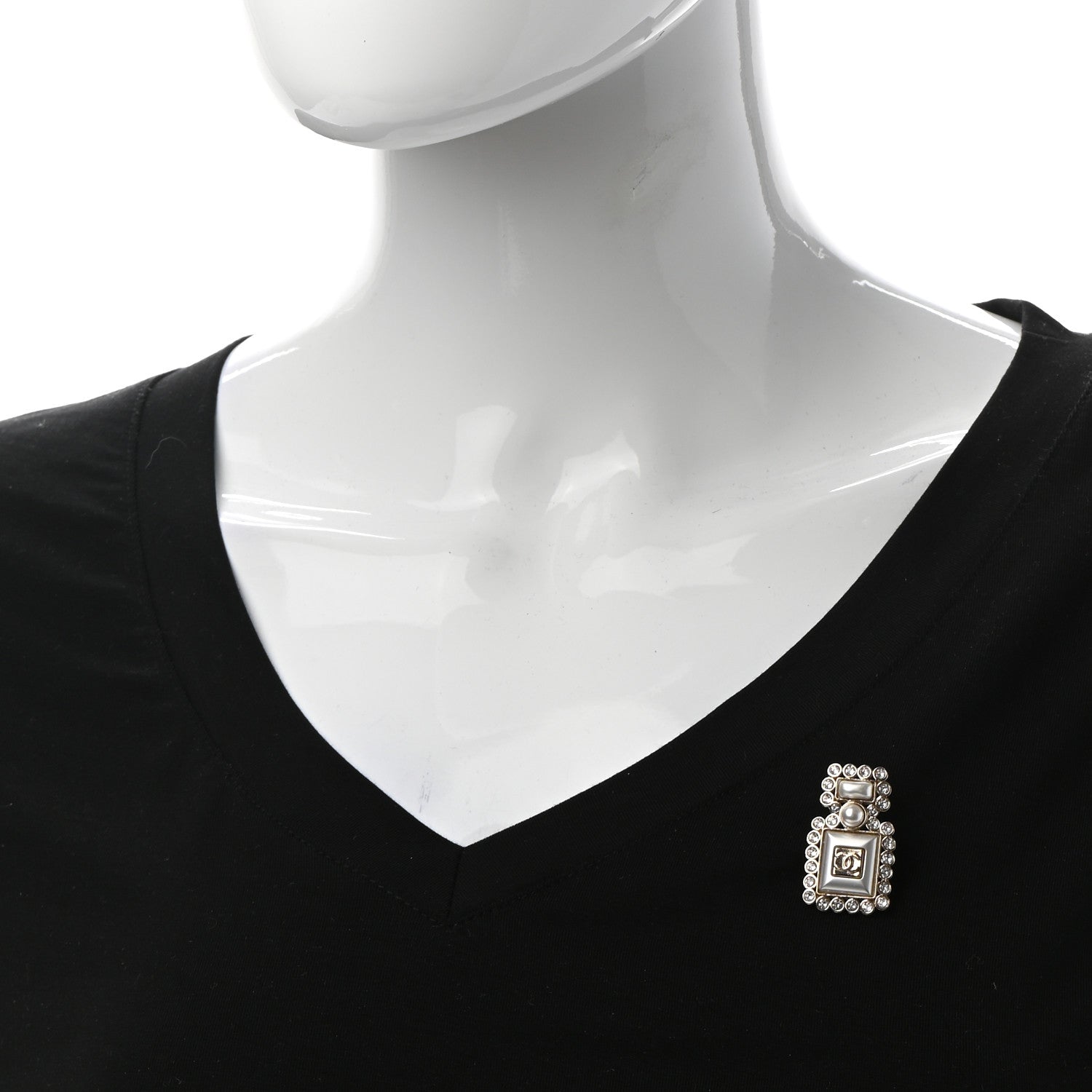 Chanel Resin Crystal Pearl Perfume Bottle CC Brooch White Gold 2 of 6