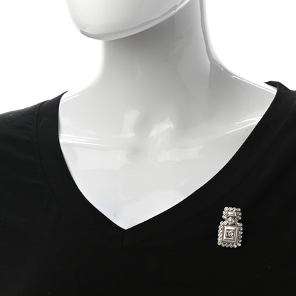 Chanel Resin Crystal Pearl Perfume Bottle CC Brooch White Gold 2 of 6
