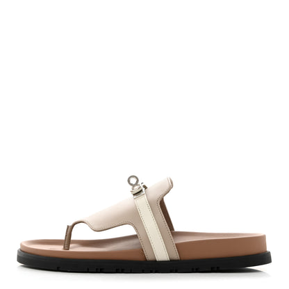 Hermes Calfskin Womens Empire Sandals 39 Beige Mastic Beige Glaise 1 of 8