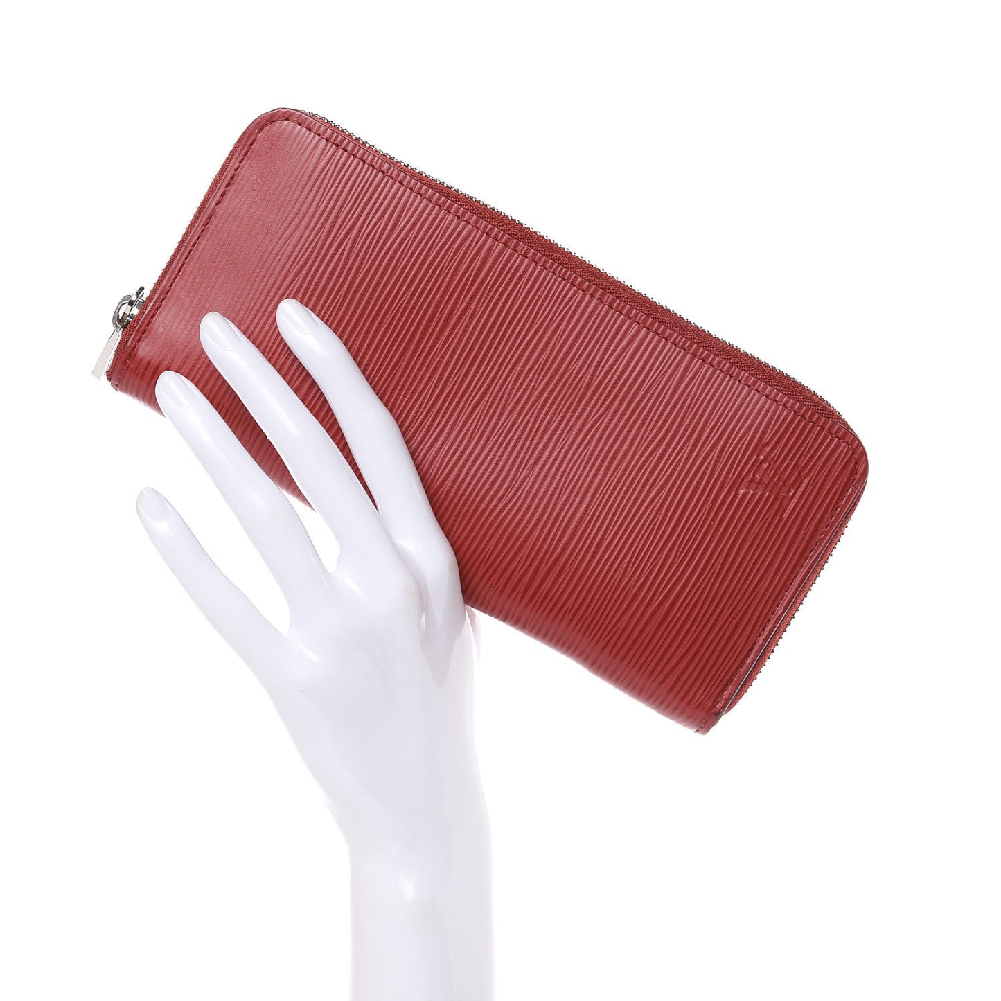 Epi Zippy Vertical Wallet Coquelicot