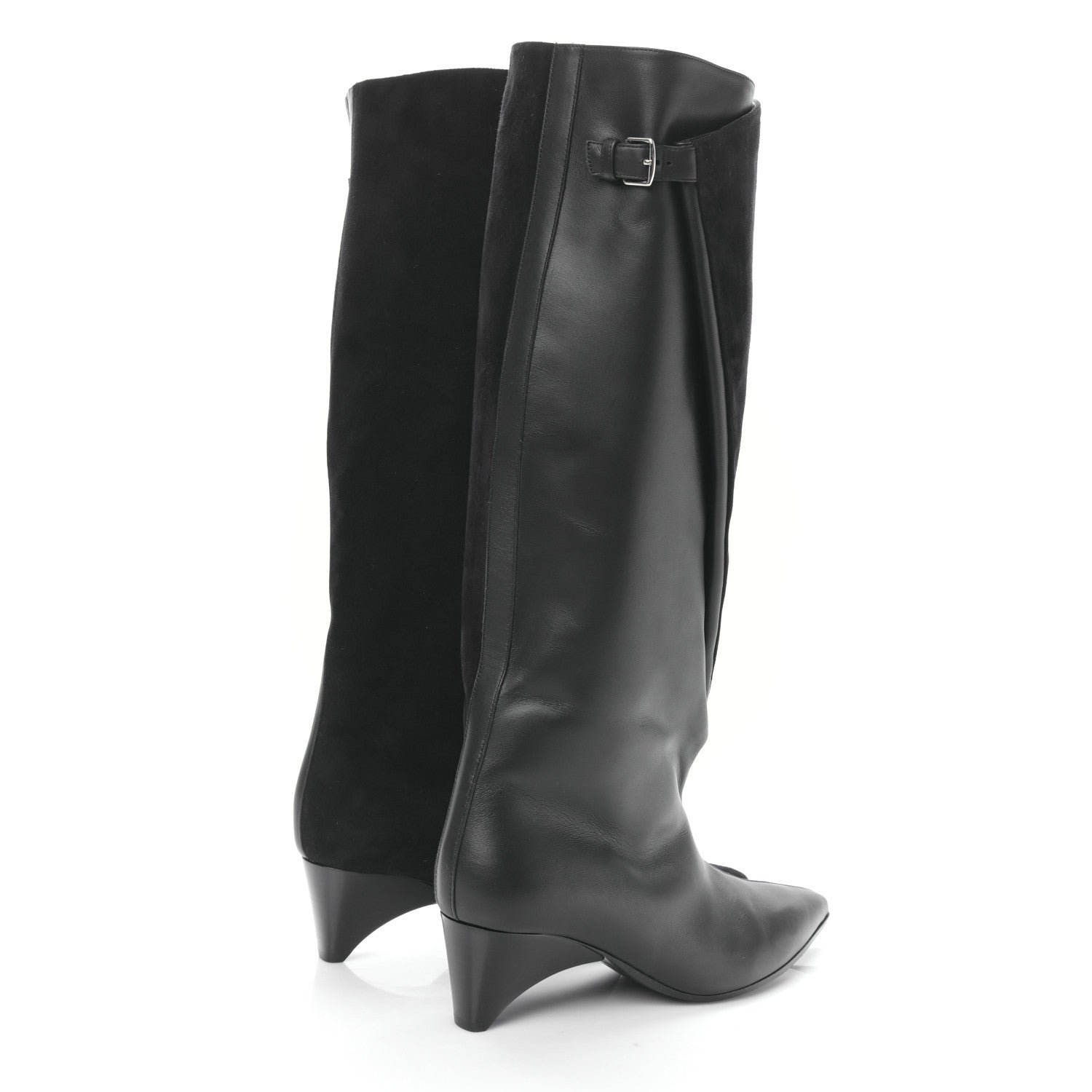 Hermes Suede Goatskin Calfskin Hilona 55 Ankle Boots 37.5 Black 4 of 7