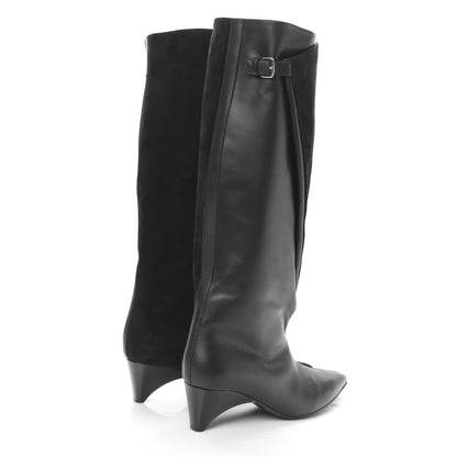 Hermes Suede Goatskin Calfskin Hilona 55 Ankle Boots 37.5 Black 4 of 7