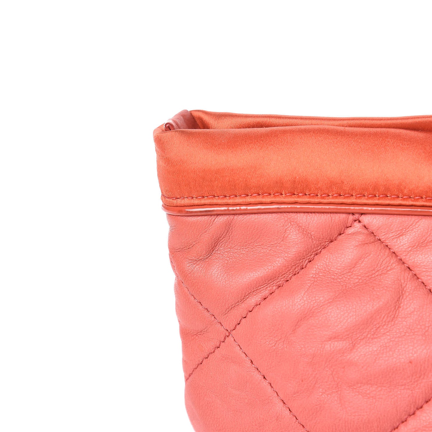 Lambskin Quilted Amalia Cosmetic Pouch Coral