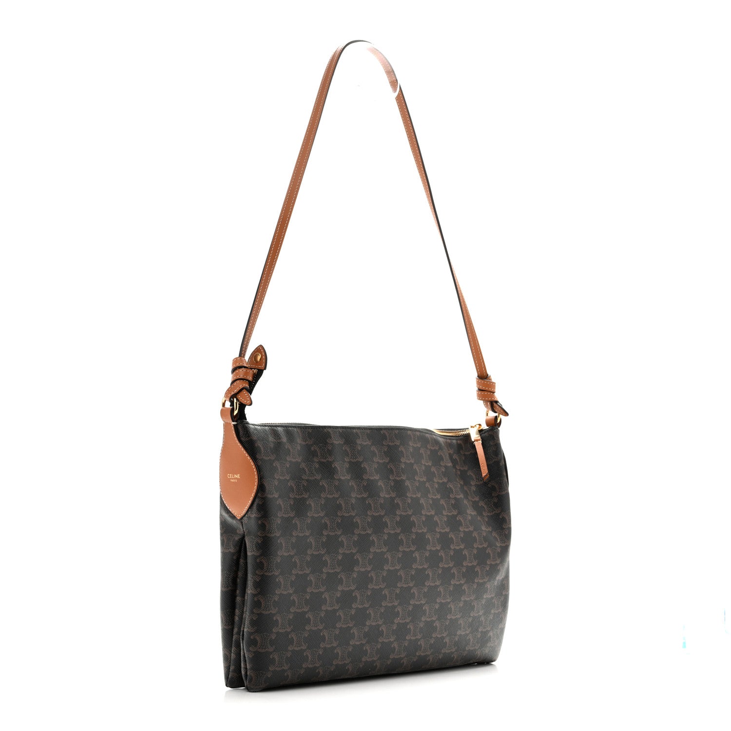 Celine Triomphe Canvas Duo Zipped Shoulder Bag Tan 3 of 13