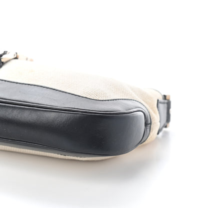 Gucci Canvas Calfskin Jackie O Hobo Black Tan 9 of 11