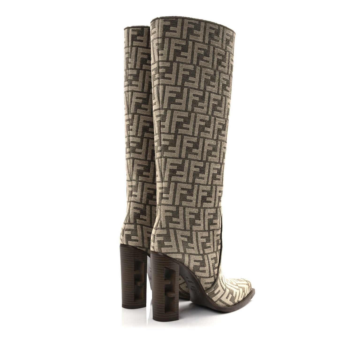 Chenille Jacquard FF 110mm Cut Baguette Knee Boots 39 Tortora Nuvola