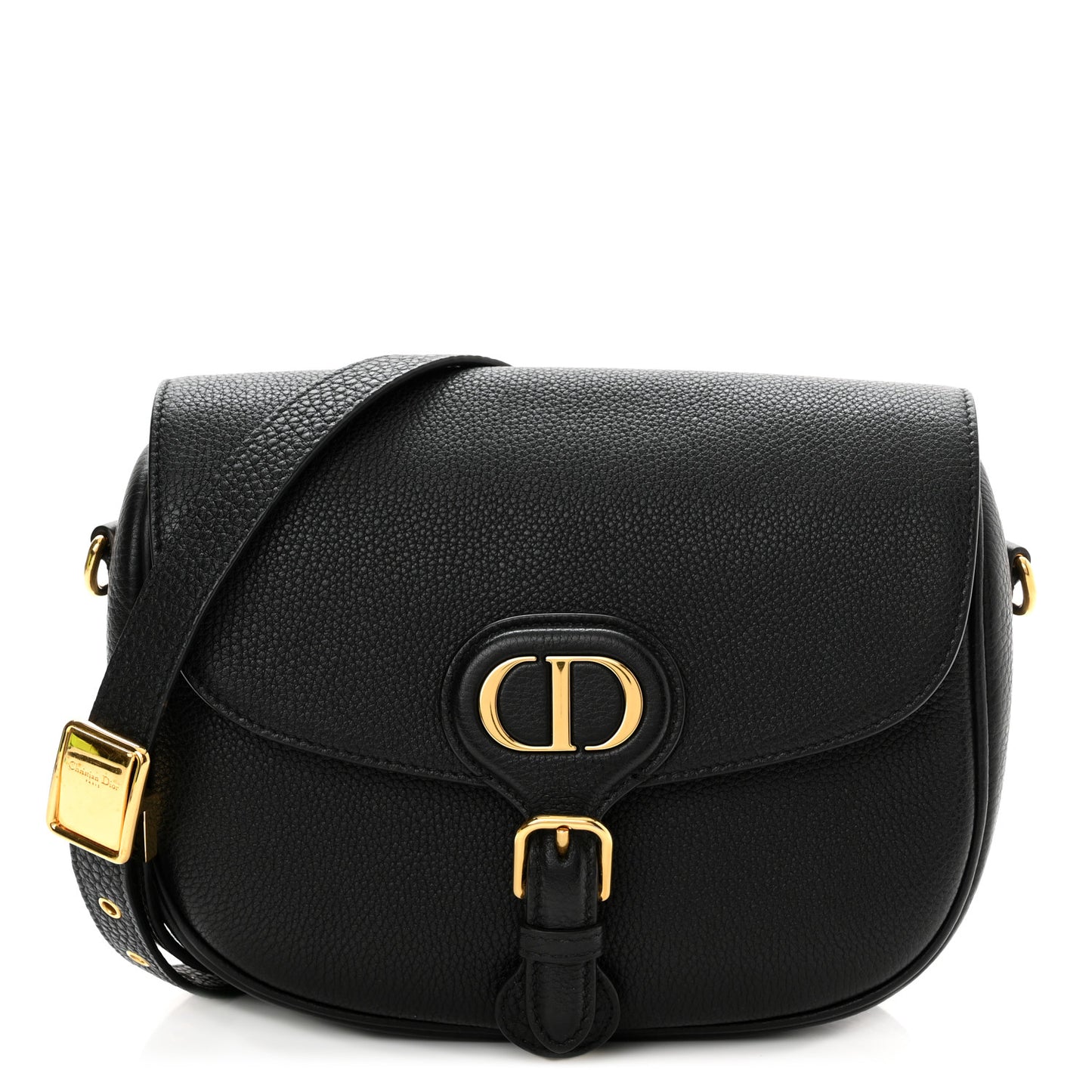 Grained Calfskin Medium Bobby Flap Black
