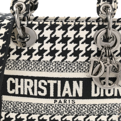 Christian Dior Canvas Houndstooth Embroidered Mini Lady D-Lite Black White 7 of 10