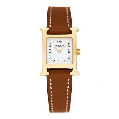 Hermes Stainless Steel Epsom 17.2mm Heure H Hour Quartz Watch Gold 1 of 5