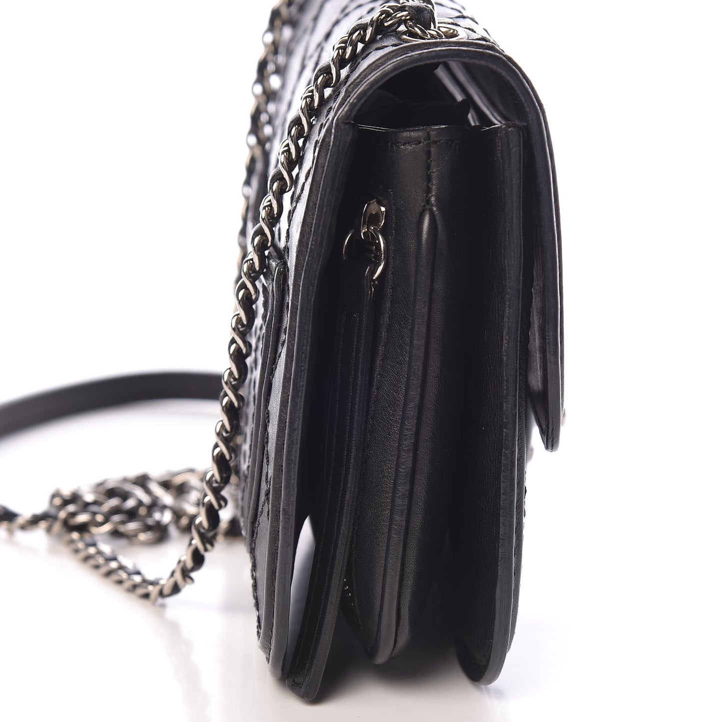 Calfskin Stitched Small Crossbody Flap Black