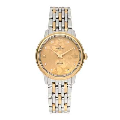 Omega 18K Yellow Gold Stainless Steel Diamond 32mm De Ville Prestige Butterfly Quartz Watch Champagne 424.20.33.60.58.001 1 of 5