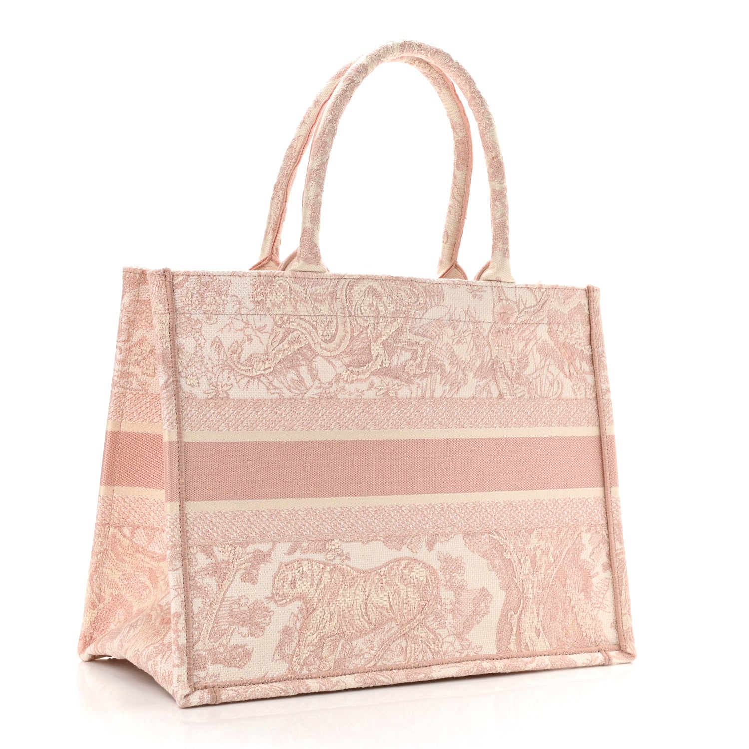 Christian Dior Canvas Toile De Jouy Embroidered Medium Book Tote Pink 2 of 10
