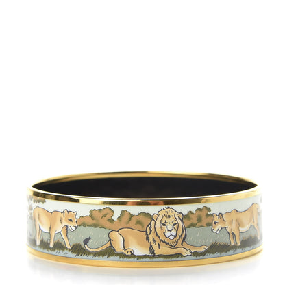 Hermes Enamel Printed Pride of Lions Wide Bracelet 70 3 of 7