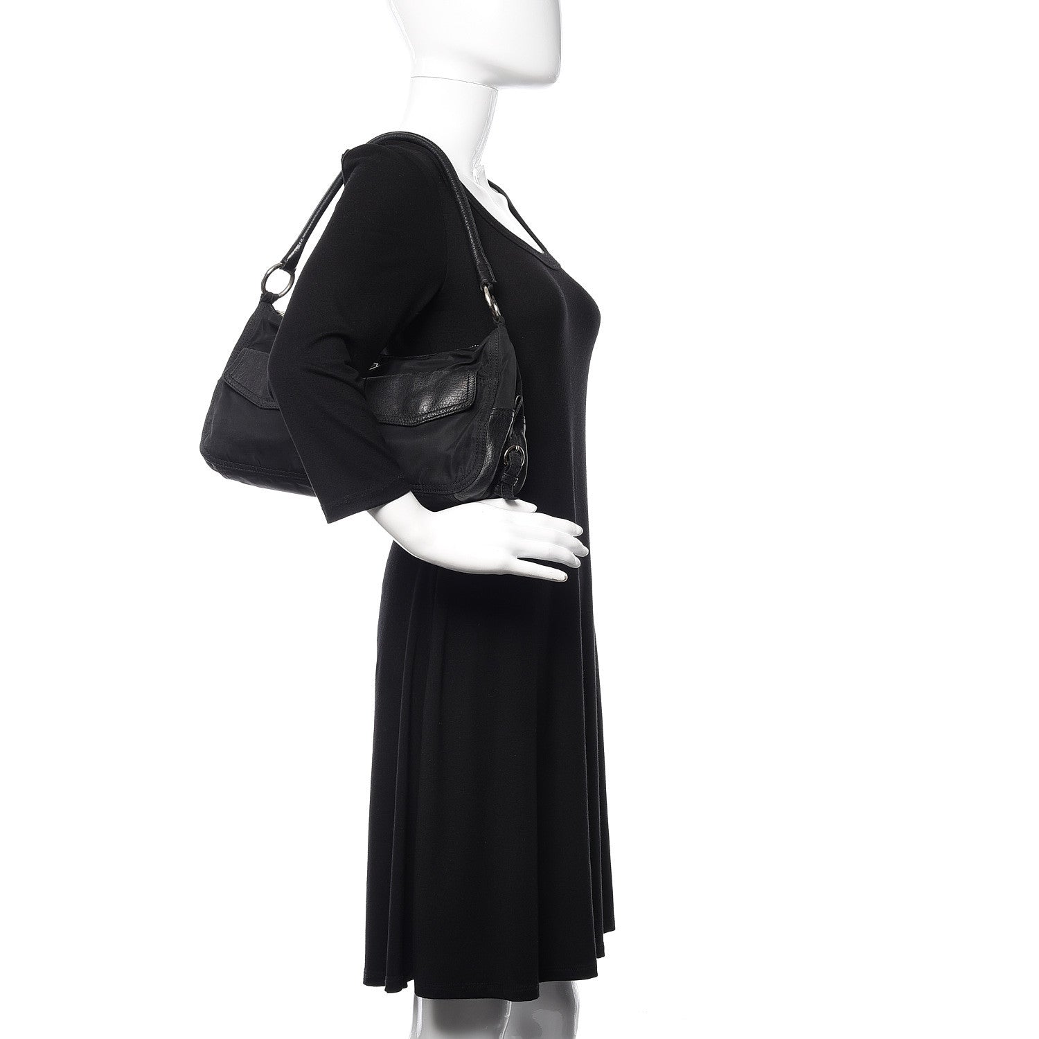 Prada Tessuto Nylon Buffalo Shoulder Bag Black 2 of 14