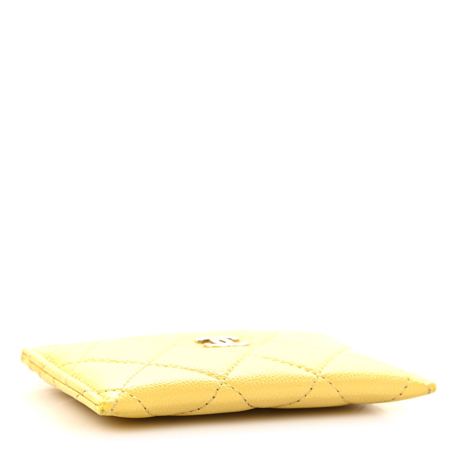 Caviar Quilted Card Holder Yellow