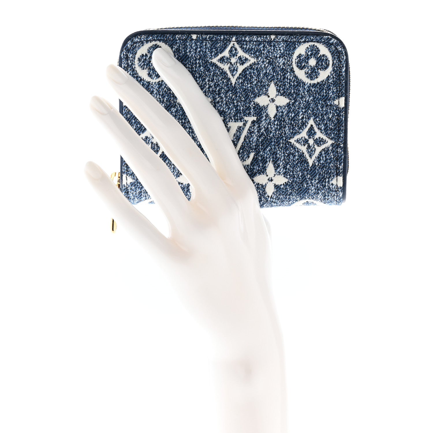Louis Vuitton Denim Monogram Jacquard Zippy Coin Purse Bleu 2 of 9
