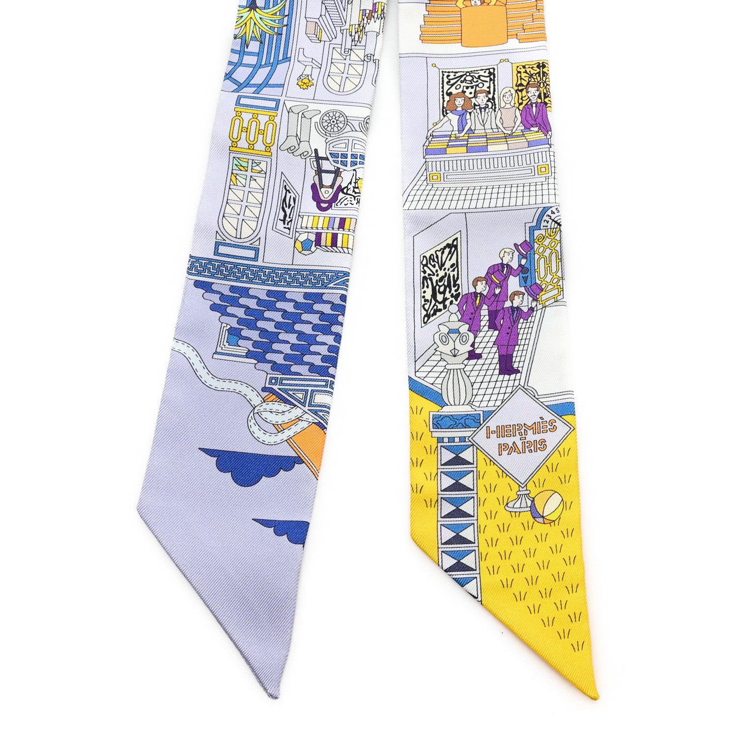 Hermes Silk La Maison des Carres Twilly Bleu Pale Jaune Vif 2 of 3