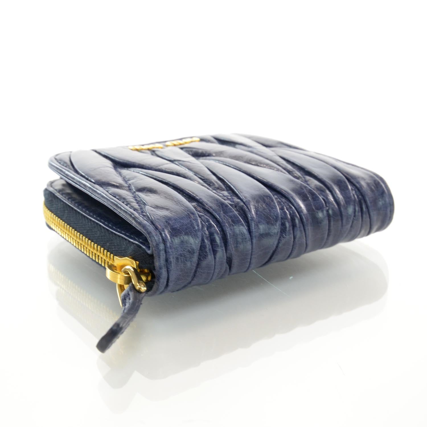 Miu Miu Matelasse Compact Wallet Blue 4 of 8