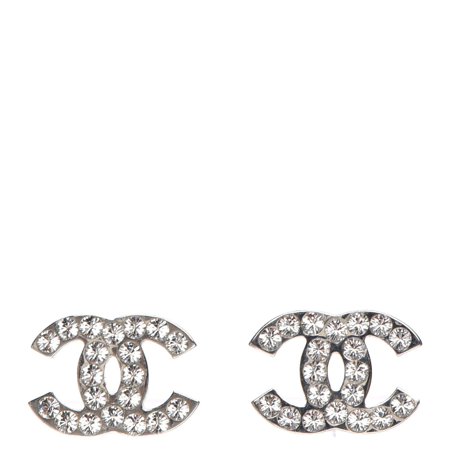 Chanel Crystal Timeless CC Earrings Silver 1 of 4